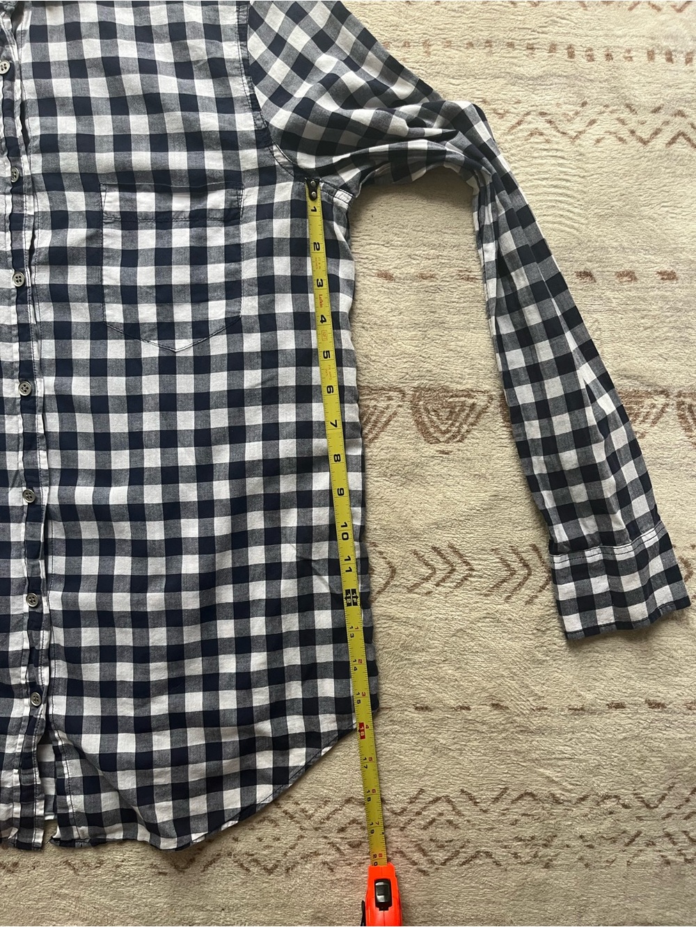 J. Crew Navy and White Gingham Button-Down Shirt - Picture 5 of 7